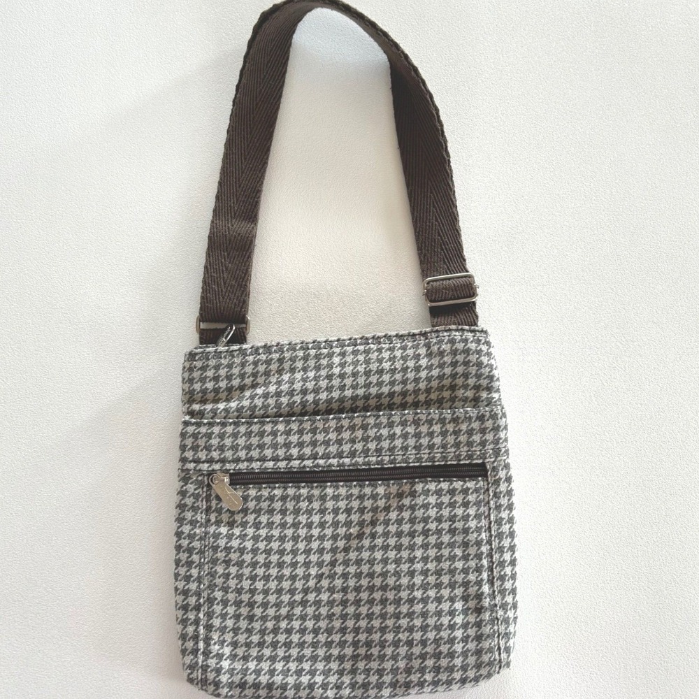 Womens Classic Houndstooth‎ Crossbody Bag Gray Brown Academic Thirty-One
